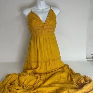 Women’s Fashion On Earth Tiered Maxi Dress Mustard Large